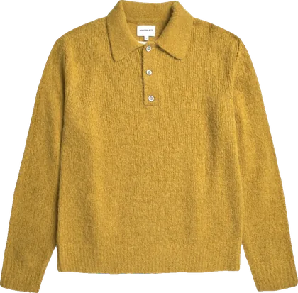 Norse Projects Rasmus Relaxed Brushed Erkek Polo Kazak on a hanger